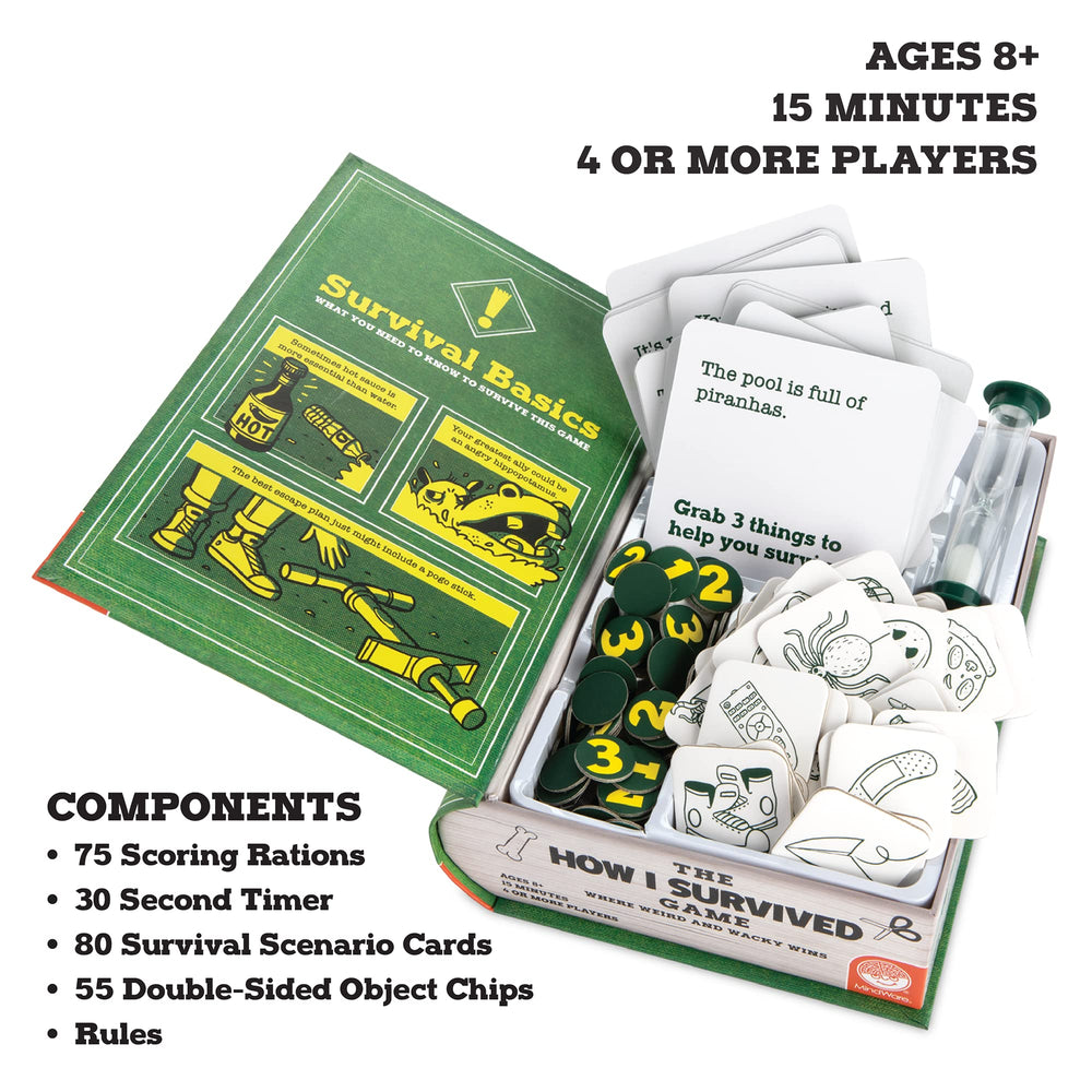 MindWare How I Survived card game tokens and cards close-up promoting creative problem solving.