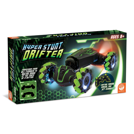 MindWare Hyper Stunt Drifter front view with glowing wheels for dramatic play