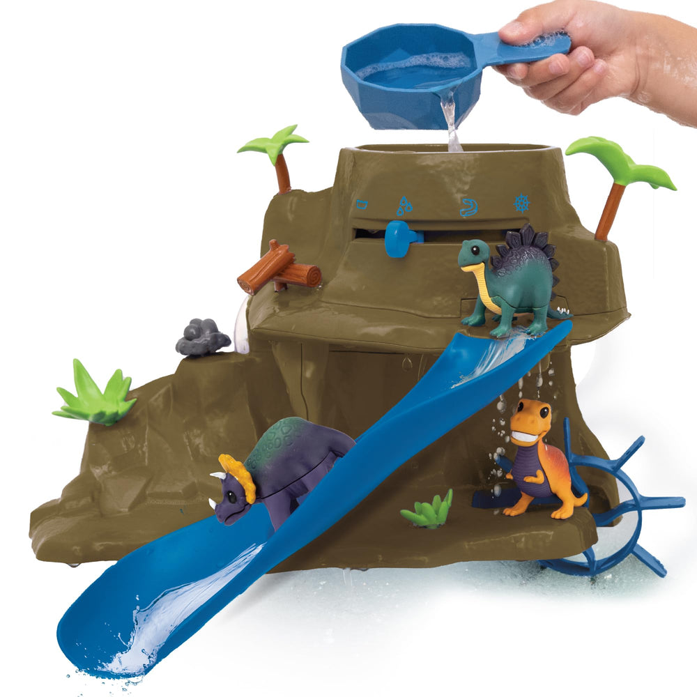 Interchangeable accessories expand dinosaur bath adventures and customization.