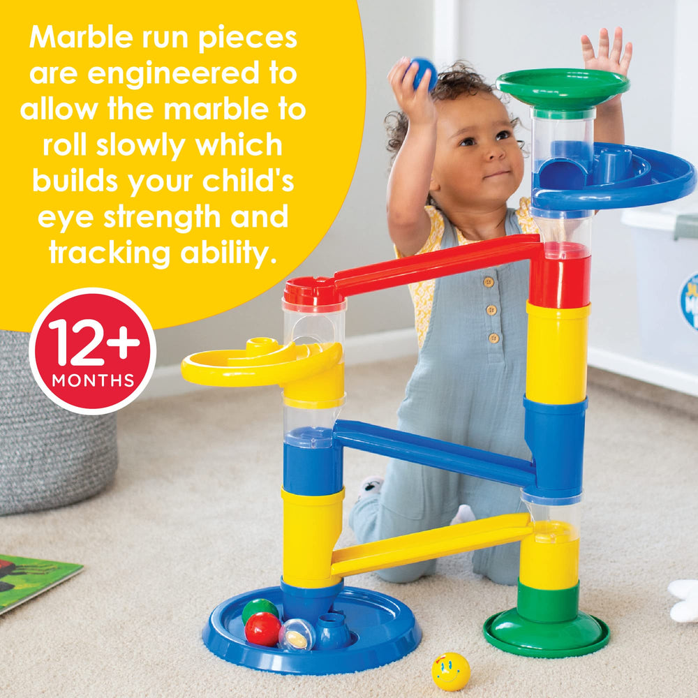 MindWare Junior Marble Run bright pieces spark colorful building sessions for kids.
