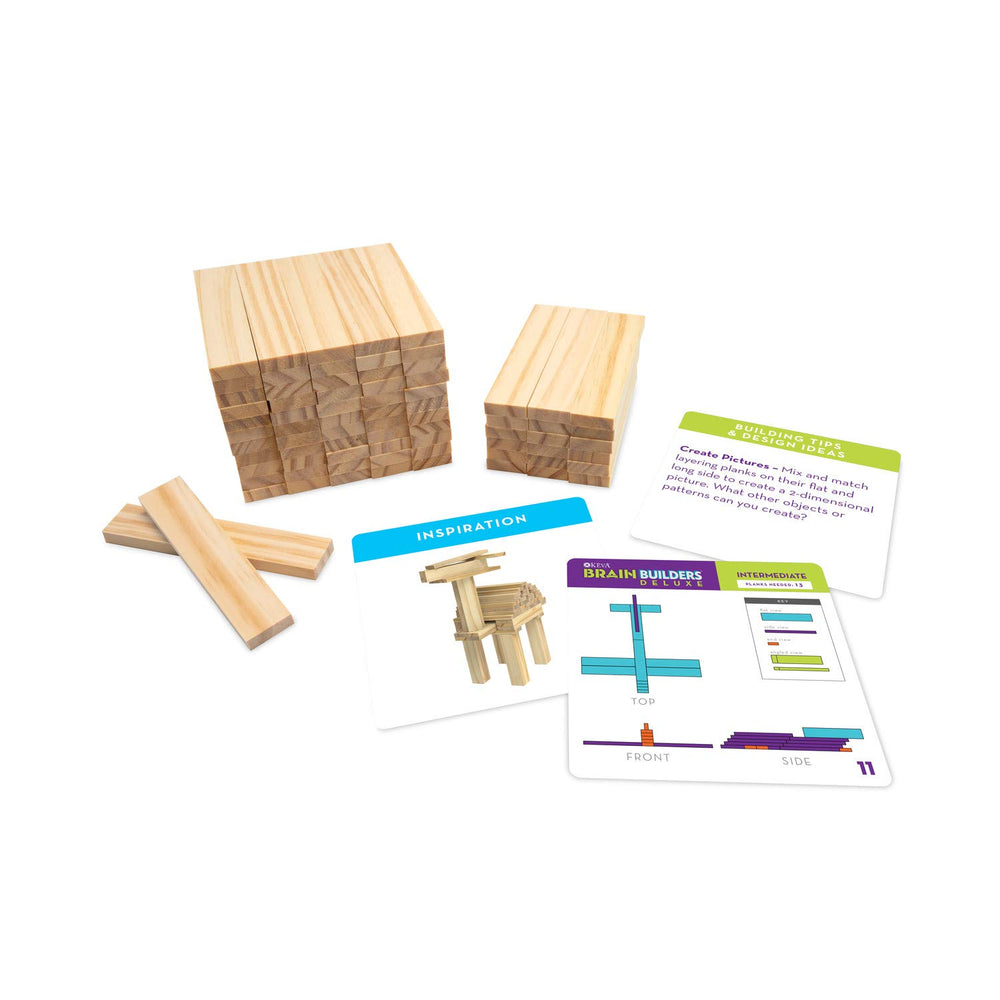 MindWare KEVA Brain Builders Deluxe wooden planks close-up shows durable pieces