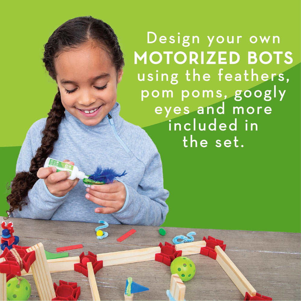 MindWare KEVA Maker Bot Maze tumble blocks add dynamic obstacles.