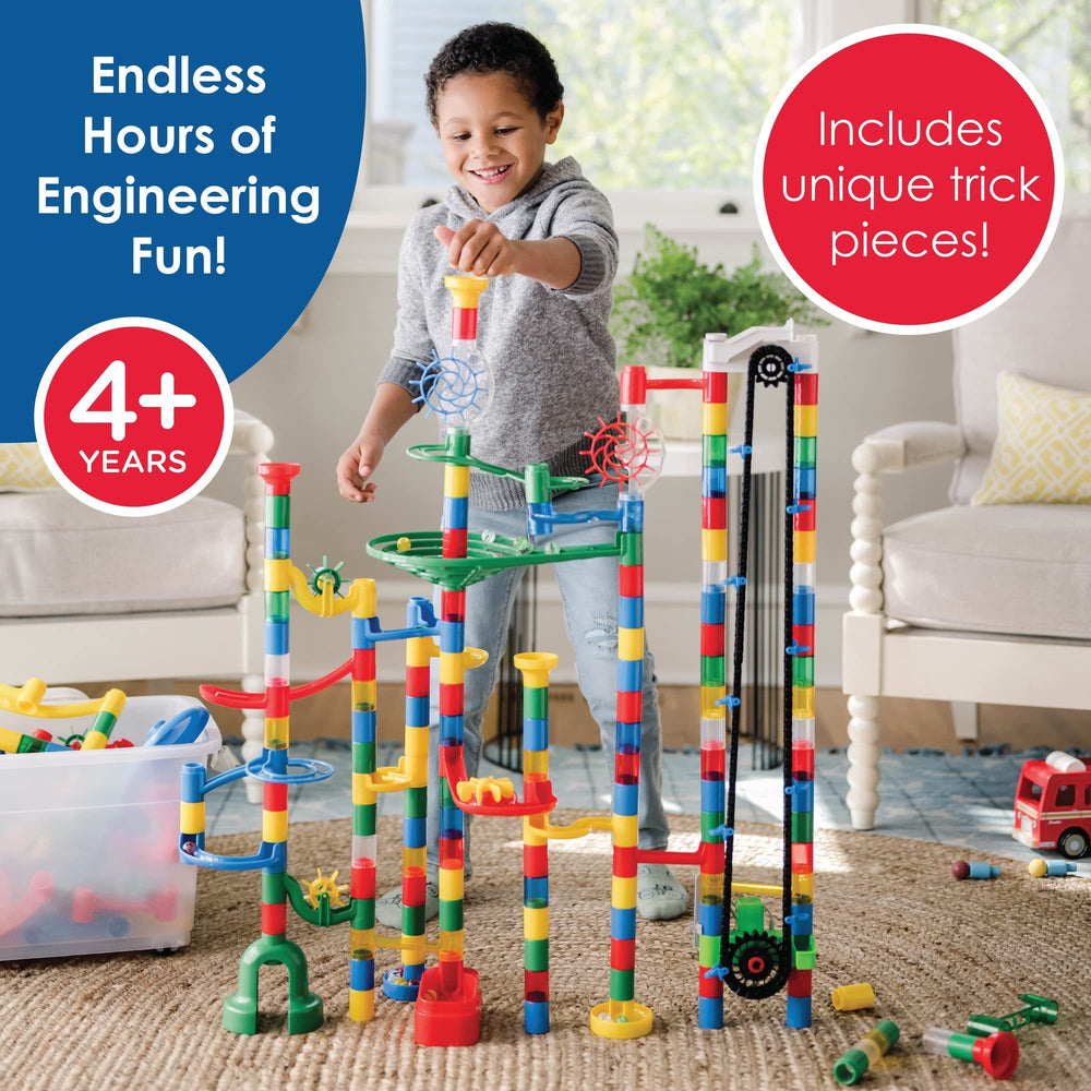 MindWare marble launcher enables exciting marble starts along the track.