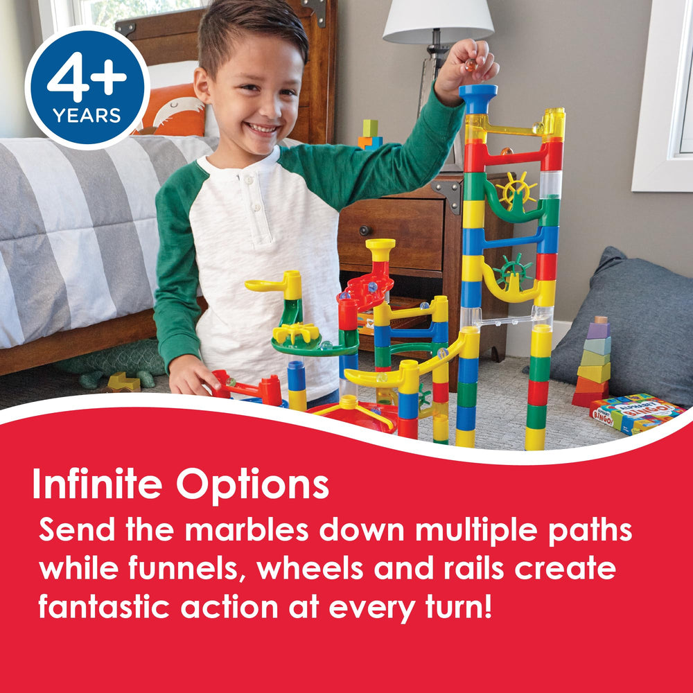 MindWare marble run colorful chutes features vibrant pieces for engaging hands-on STEM play