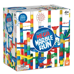 MindWare Mega Marble Run rail-frames sturdy pieces for durable play.