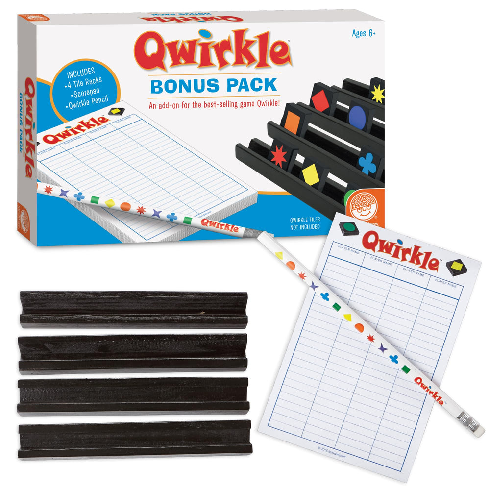 MindWare Qwirkle Bonus Pack metal storage box keeps pieces organized during play.