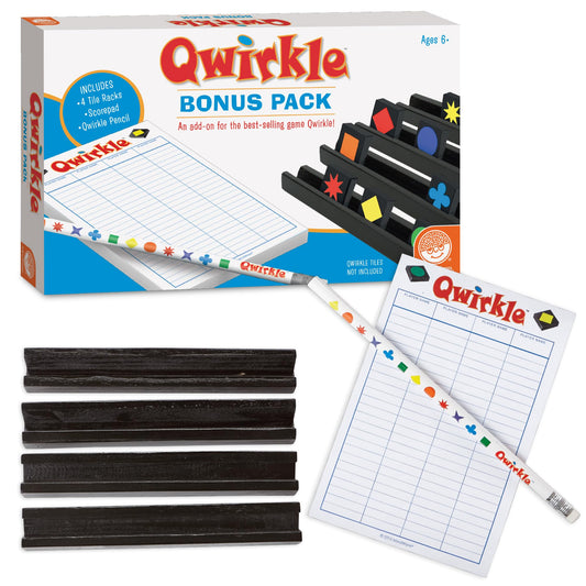 MindWare Qwirkle Bonus Pack metal storage box keeps pieces organized during play.