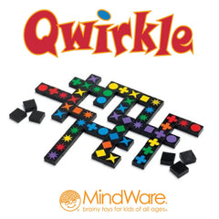 MindWare Qwirkle wooden tiles tactile textures enhance play and engagement.