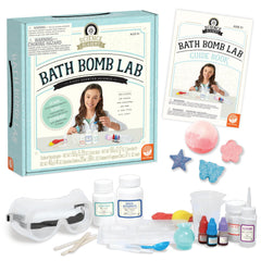 MindWare Science Academy Bath Bomb Lab Kit packaging presents a playful, educational gift.