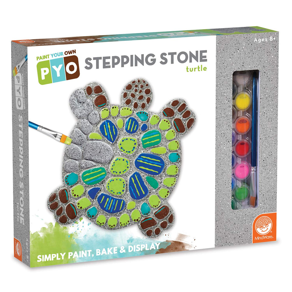 MindWare Turtle Stepping Stone Kit: paint setup for kids' outdoor art project.