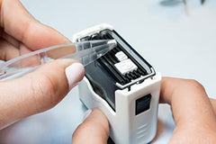 The MINE Stamp Compact clip and characters enable easy customization.