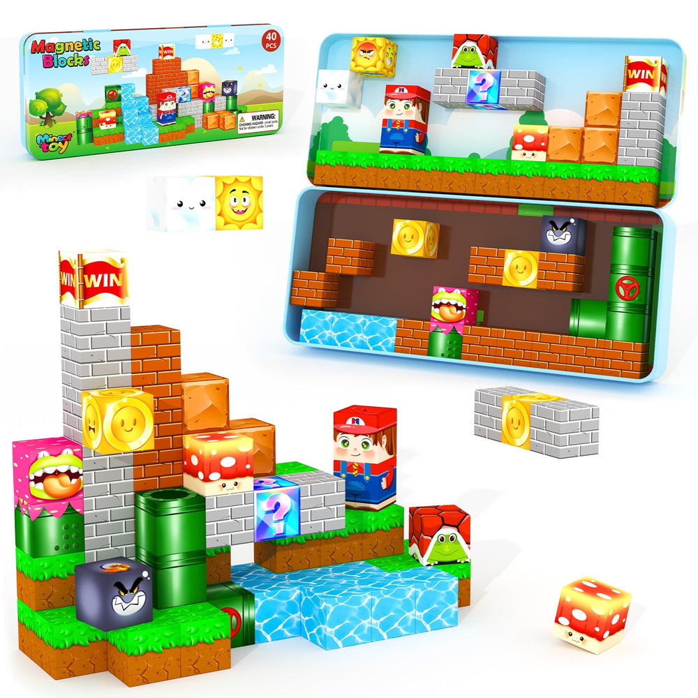 Minecftoy mini magnetic blocks travel case for portable creative play.