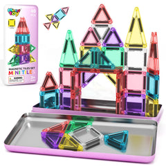 Minecftoy mini magnetic tiles travel case keeps busy toddlers organized on trips.
