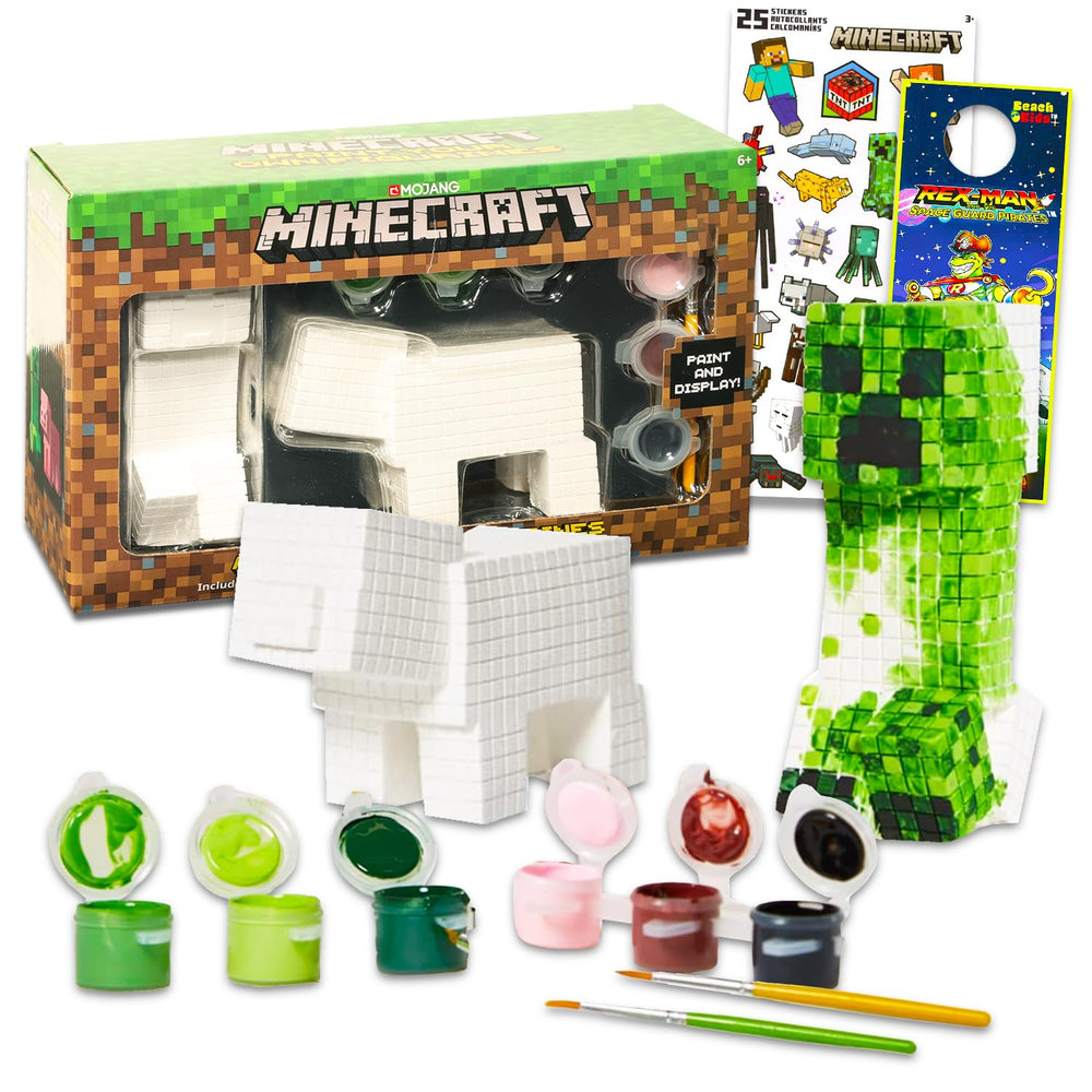 Minecraft Paint Your Own Figurines Set packaging and contents inspire creative play and gifting.