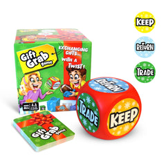 Vibrant Gift Grab Game box art boosts holiday mood.