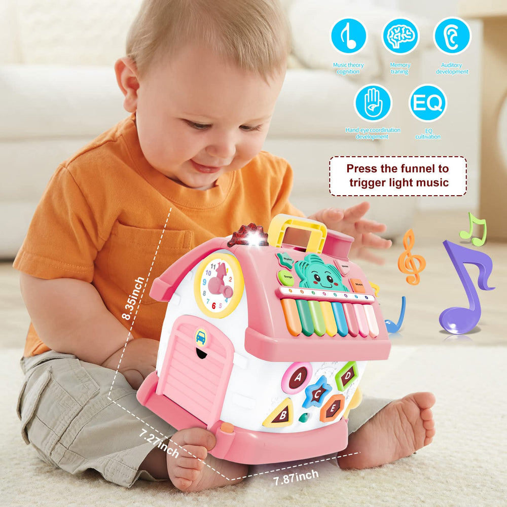 Ming You Learning House side button panel encourages fine motor skills.