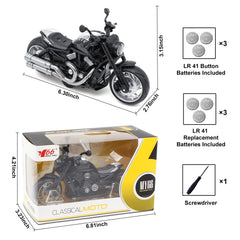Ming You pull back motorcycle toy black side view, durable build for busy play