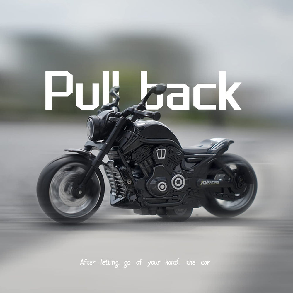 Ming You pull back motorcycle toy on floor for quick action play