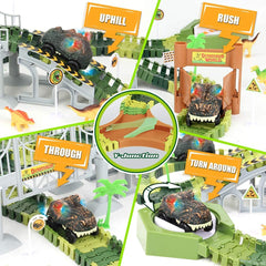 Mini Tudou dinosaur cars with lights enhance exciting race play.