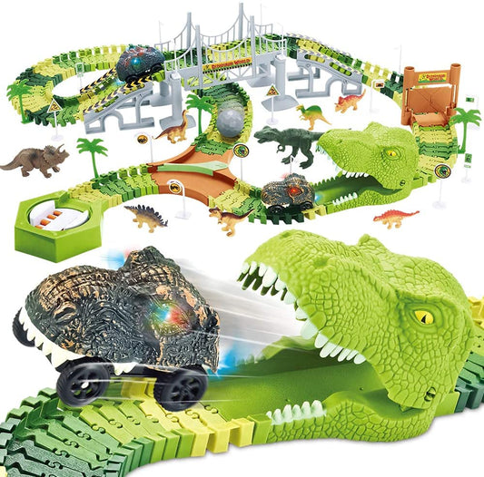 Mini Tudou dinosaur tracks layout promotes creative play and problem-solving.