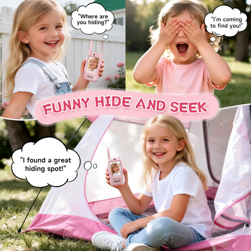 MINIBEAR video walkie talkies offer strong open-area range for camping and hiking.