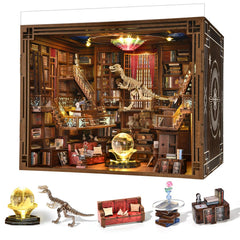 MiniCity Book Nook Kit during DIY assembly with intricate interior details.