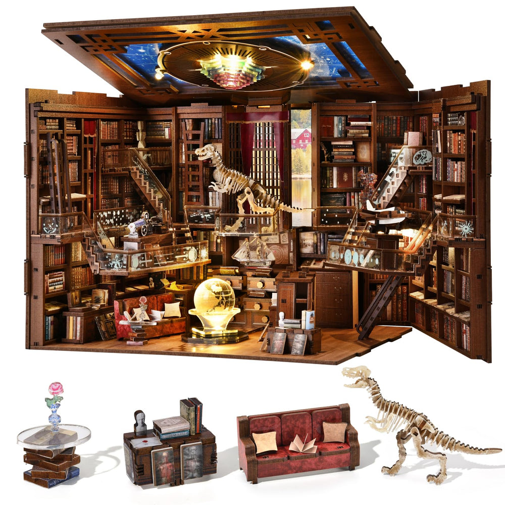 MiniCity Book Nook Kit with dust cover protects your display and keeps shelves clean.