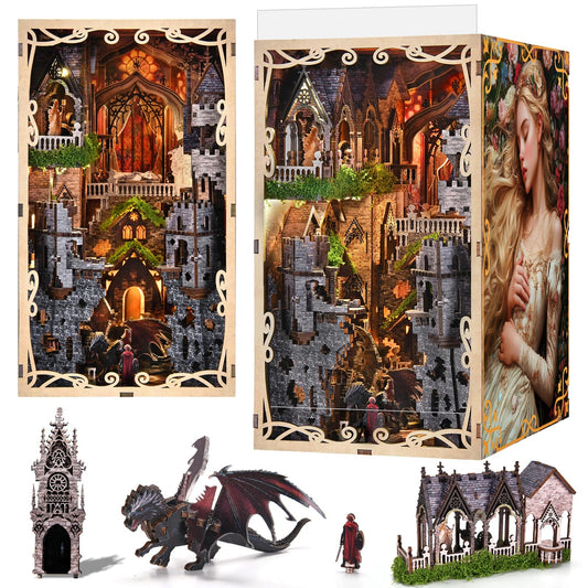 MiniCity Book Nook Kit Sleeping Beauty castle diorama for cozy display.