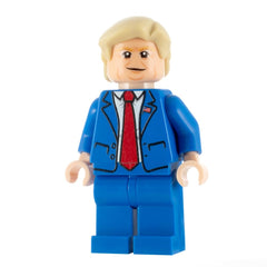 Minifigures.com Donald Trump suit with red tie for premium display.