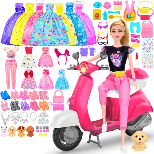 MINIFUN pink doll scooter for on-the-go play and stylish doll adventures.