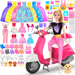 MINIFUN pink doll scooter for on-the-go play and stylish doll adventures.