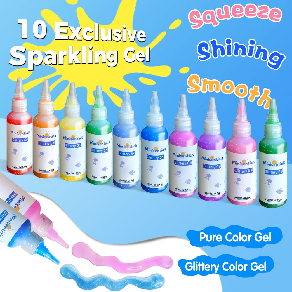 MINISENTIALS Aqua art gel colors paired with sea creature molds for crafting.