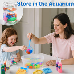 MINISENTIALS Magic Water Elf Kit squishy making process guides kids to craft colorful 3D creatures