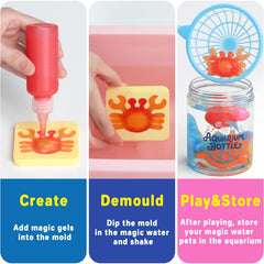MINISENTIALS Magic Water Elf Toy Kit molds and colors show bright, imaginative water pets