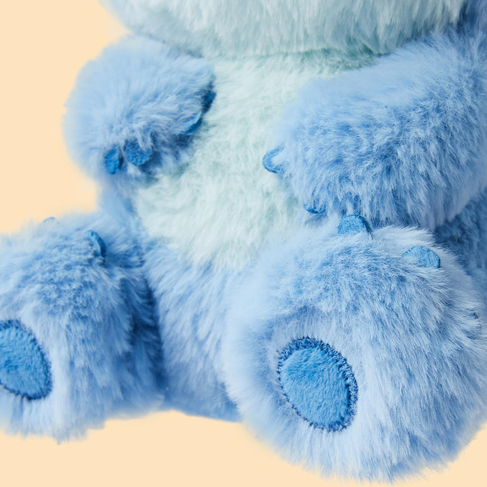 MINISO Disney Lilo & Stitch plush in hypoallergenic velvet fiber for skin-friendly touch.