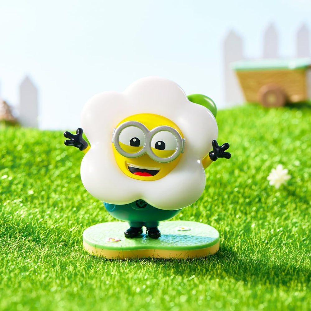 MINISO Minions character among petals creates a cheerful car or shelf accent.