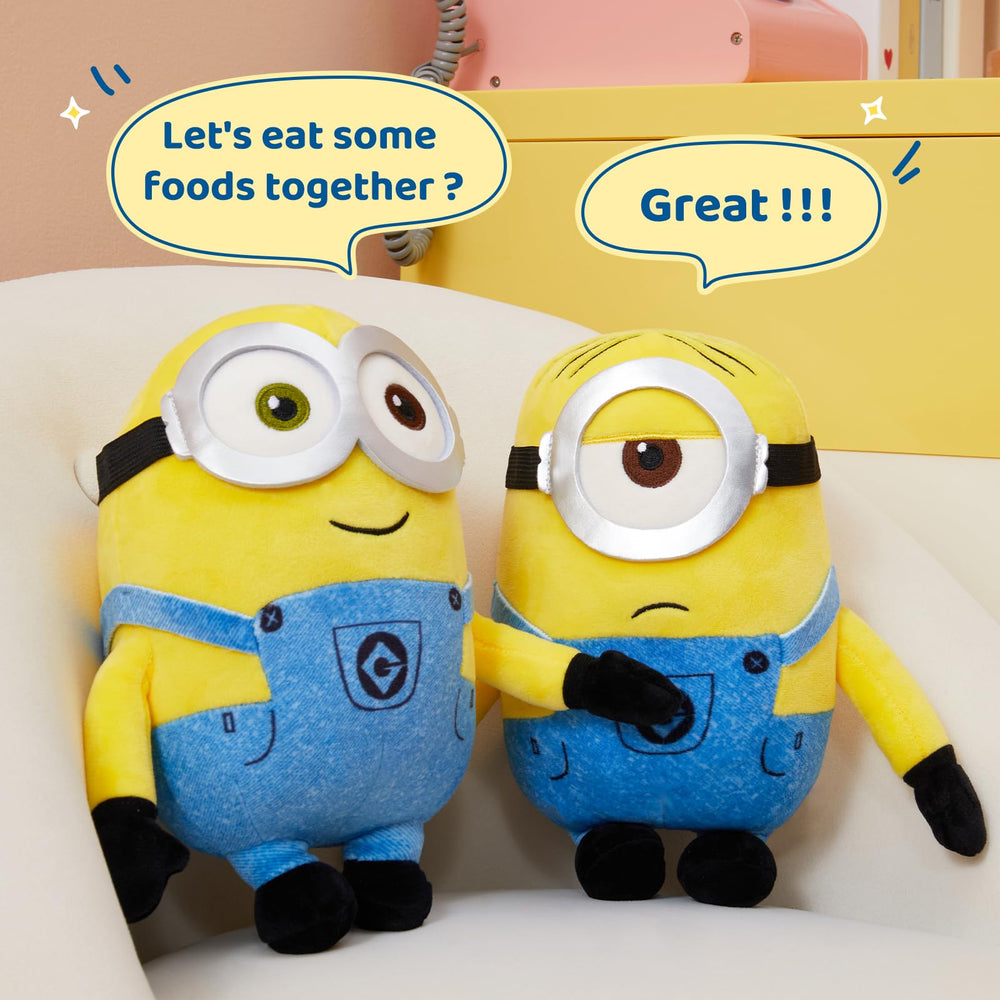 MINISO Stuart 9-inch plush tag highlights easy-clean maintenance and care.