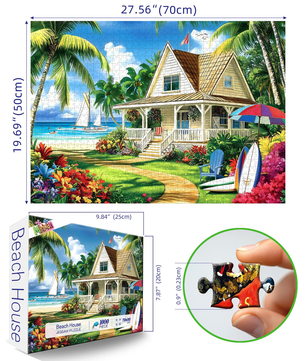 MINIWAN Tropical ocean scene with palm trees creates serene family puzzle time
