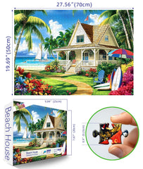 MINIWAN Tropical ocean scene with palm trees creates serene family puzzle time
