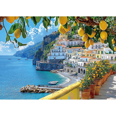 MINIWAN Amalfi Coast puzzle box showcases vibrant coastal imagery for a relaxing, immersive challenge.