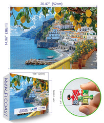 MINIWAN Amalfi Coast puzzle pieces laid out invite focus and mindful problem-solving.