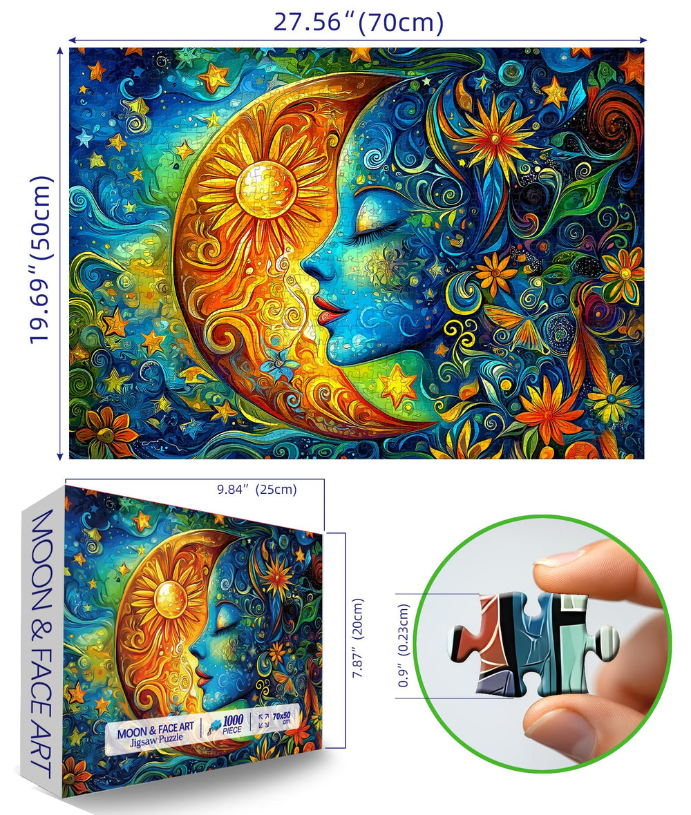MINIWAN Moon Puzzles blue flower art, perfect for relaxing evenings