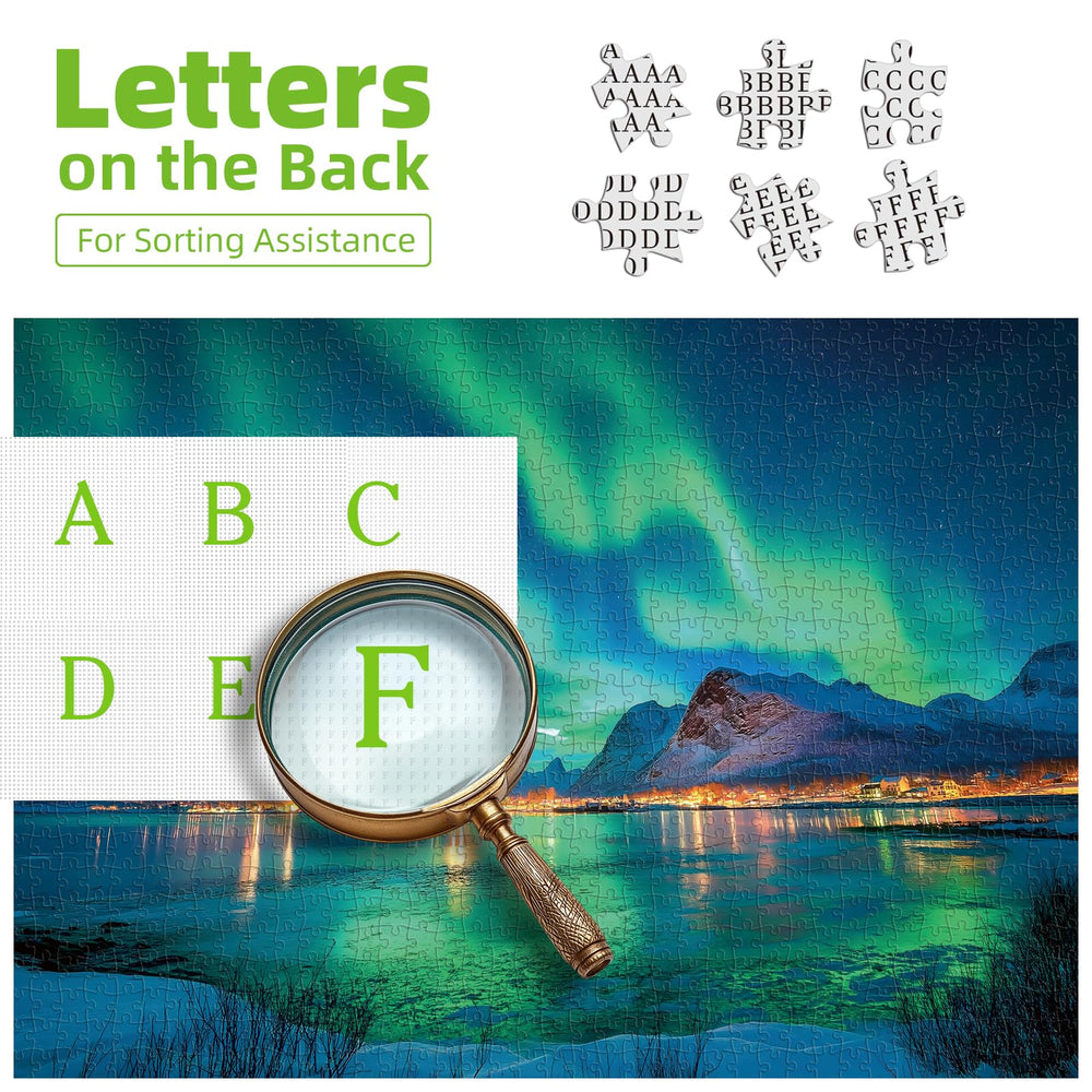 MINIWAN puzzle back with letters aids piece location during assembly.