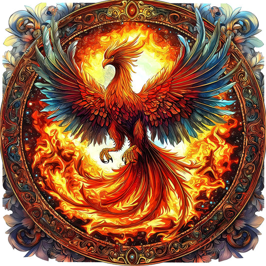 MINIWAN Phoenix Rising puzzle hero shows vibrant colors for mindful solving.
