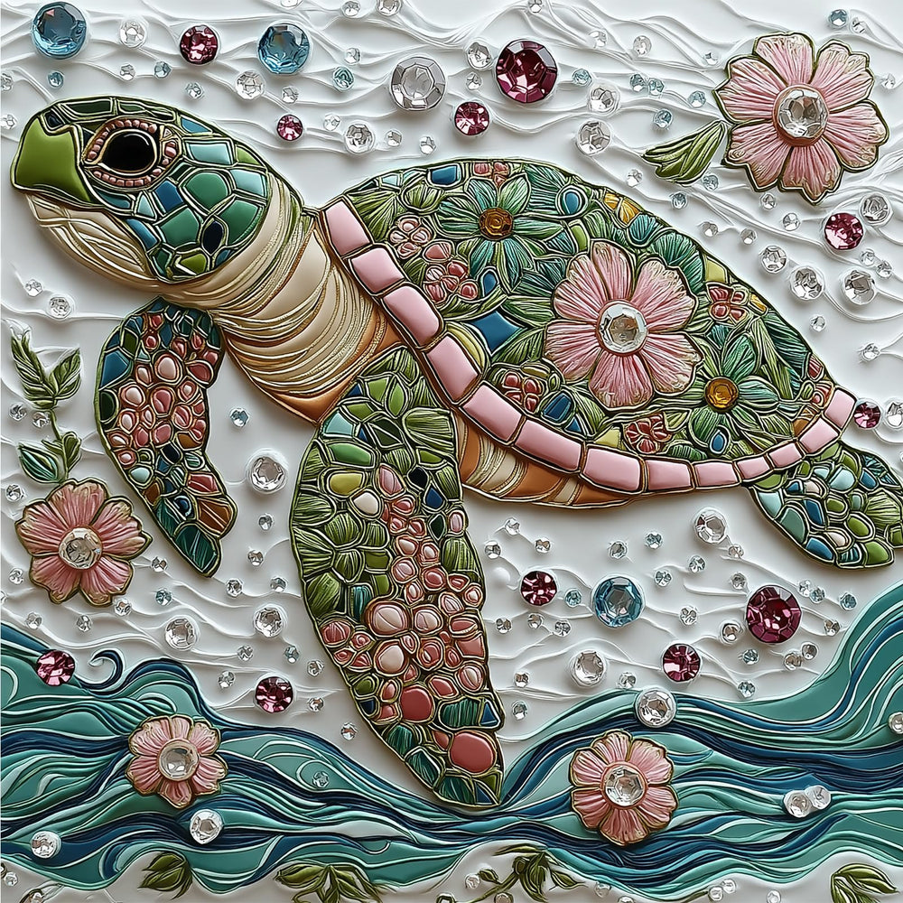MINIWAN sea turtle puzzle box featuring vibrant ocean mosaic design.