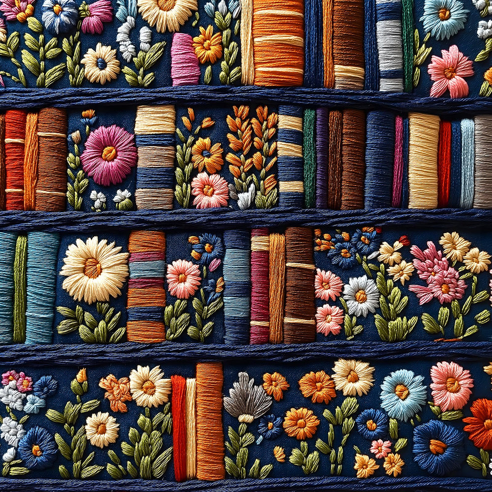 MINIWAN floral bookshelf puzzle with embroidery-inspired wildflowers for adults