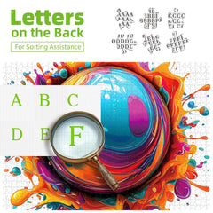 MINIWAN Abstract Art puzzle uses letters on back to speed up sorting.