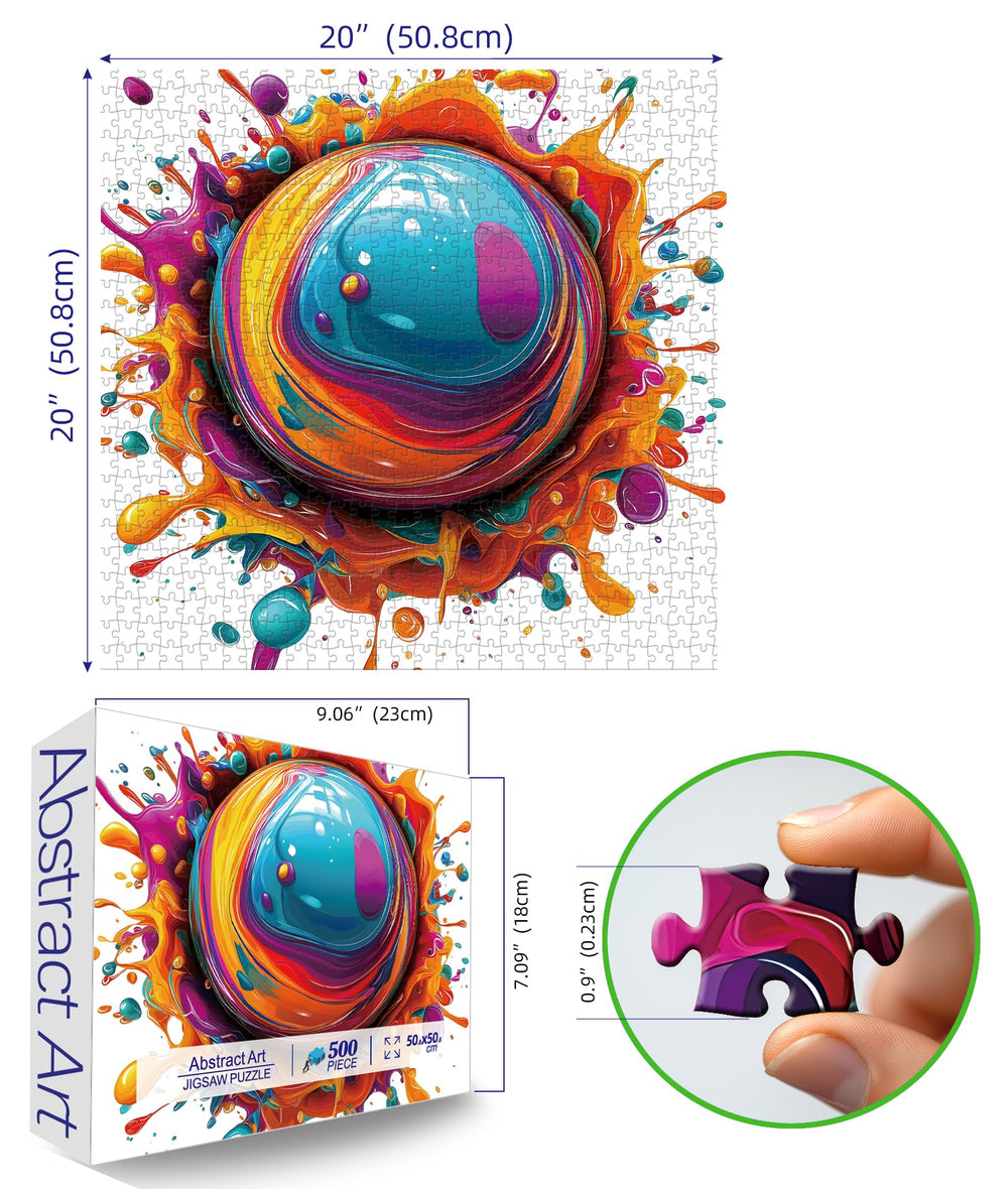 MINIWAN puzzle features turquoise, orange, purple, and yellow tones for vivid decor inspiration.