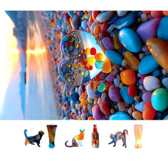 MINIWAN heart-shaped pebbles puzzle highlights unique details for mindful concentration.