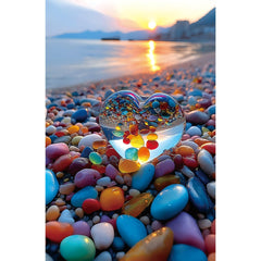 MINIWAN sunset beach scene puzzle offers calming, vibrant colors for relaxed evenings.